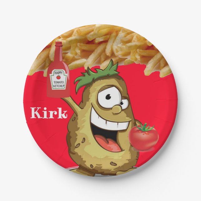 Teller, Kartoffelfrites Ketchup Pappteller (Vorderseite)