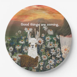 Teller Llama in den Gänsedaunen