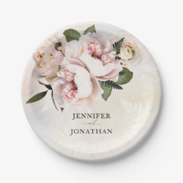 Teller mit blindrosa Blumenpapier