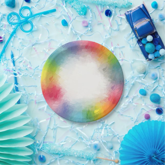 Teller mit farbenfrohen Rundpapier Moderne Elegant (Party)