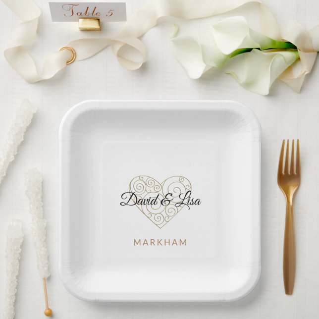 Teller mit Personalisierten Namen für das Gold Hea (Hochzeit)