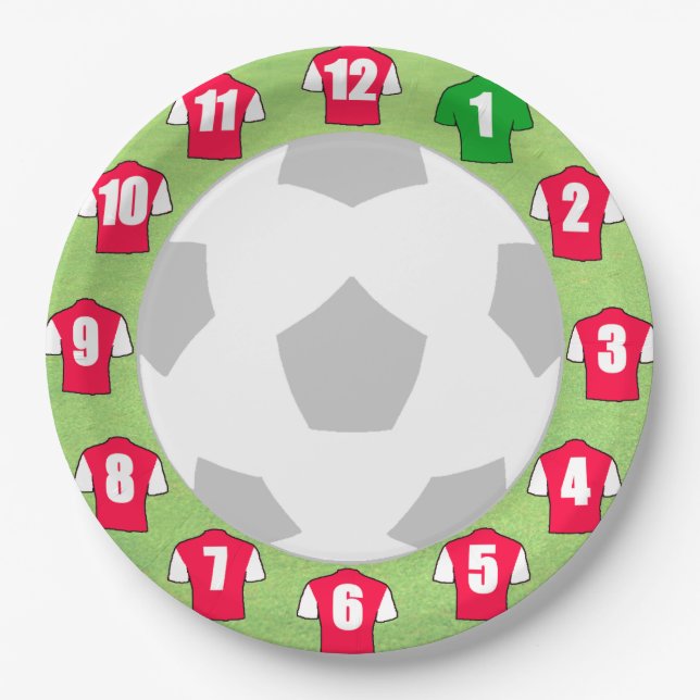 Teller mit Shirts in Rot und Weiß (Vorderseite)