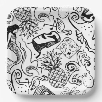 Teller mit Tiki-Sommer-Vibes