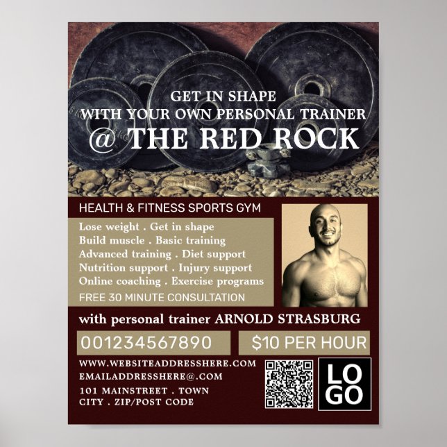 Teller, Personal Trainer, Gymnastikwerbung Poster (Vorne)