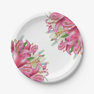 Teller-Pink-Lilien Pappteller