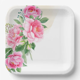 Teller-Pink-Peonies-Papier-Teller Pappteller