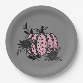 Teller, Pink und Black Leopard Pumpkin Pappteller