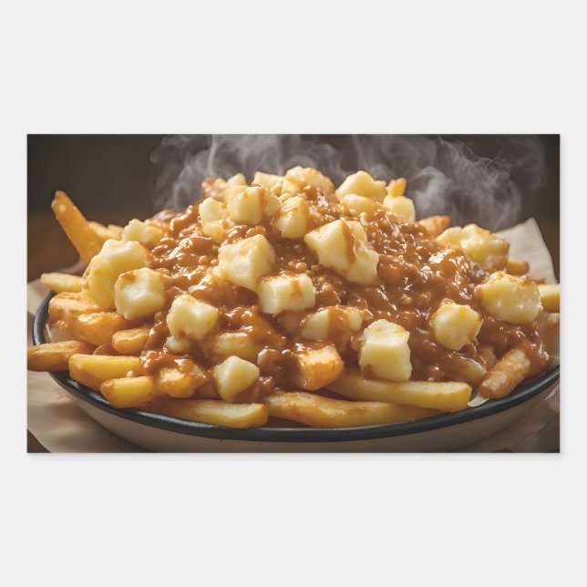 Teller Poutine Rechteckiger Aufkleber (Vorderseite)