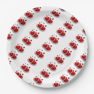 Teller/rote Herzen Pappteller