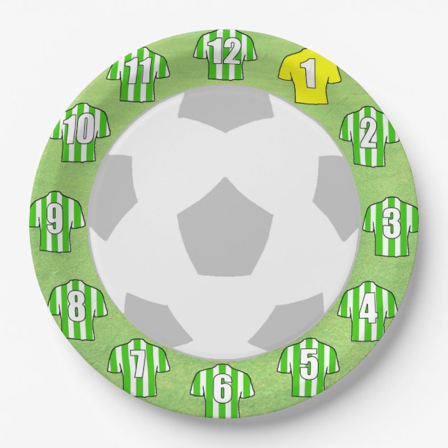 Teller - Shirts mit weißem und grünem Streifen (Vorderseite)