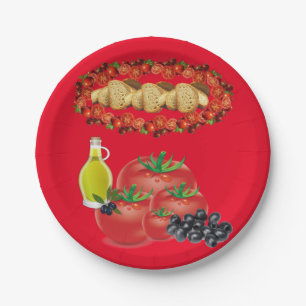 Teller, Tomato Ketchup Brot Oliven Pappteller