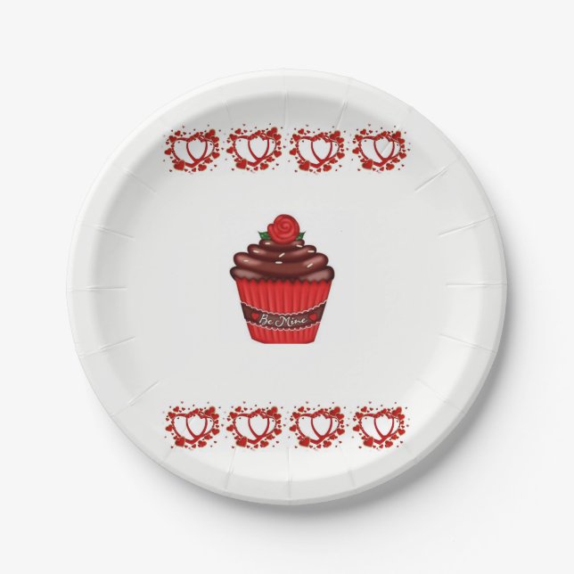 Teller Valentinstag Cupcake (Vorderseite)