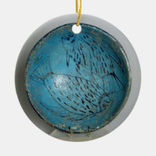 Teller verziert mit Fischen (Faience) Keramik Ornament