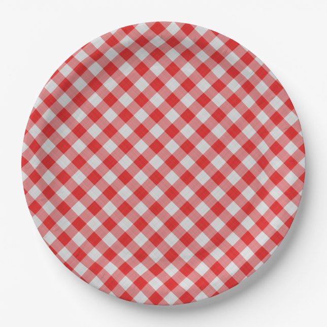 Teller von Classic Red und White Gingham Paper (Vorderseite)