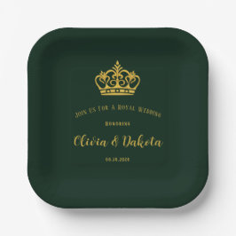 Teller von Green und Gold Royal Crown Wedding Pape