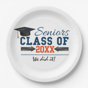 Teller von Navy Blue Orange Graduation Party