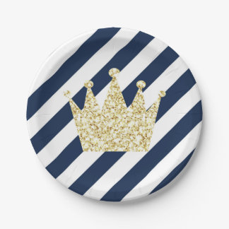 Teller von Navy und Gold Prince Crown Party