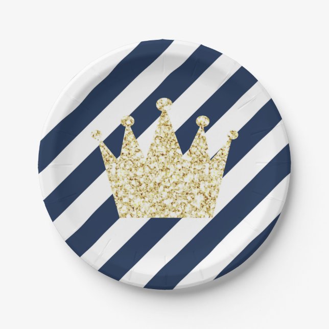 Teller von Navy und Gold Prince Crown Party (Vorderseite)