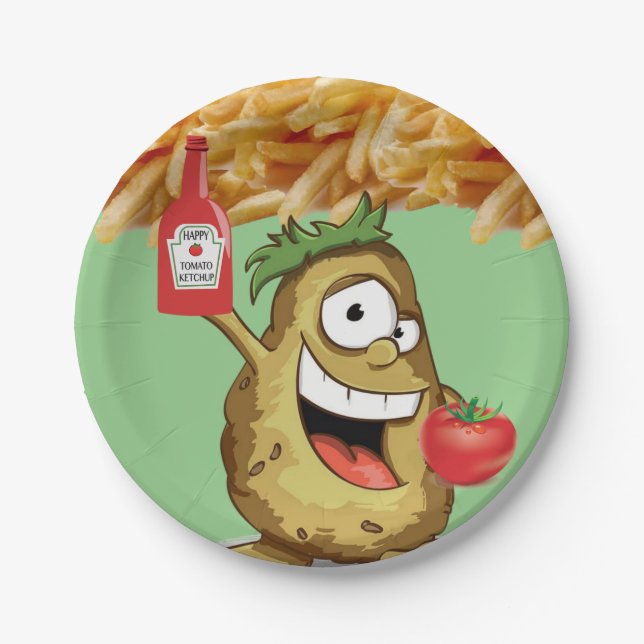 Teller von Paper, Potato French Fries Ketchup Gree (Vorderseite)