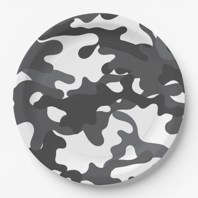 Teller von White and Gray Camouflage Paper (Vorderseite)