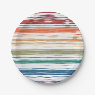 Teller Wasserfarben Rainbow Strip