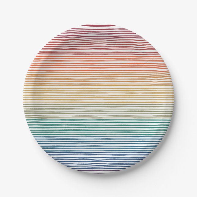 Teller Wasserfarben Rainbow Strip (Vorderseite)