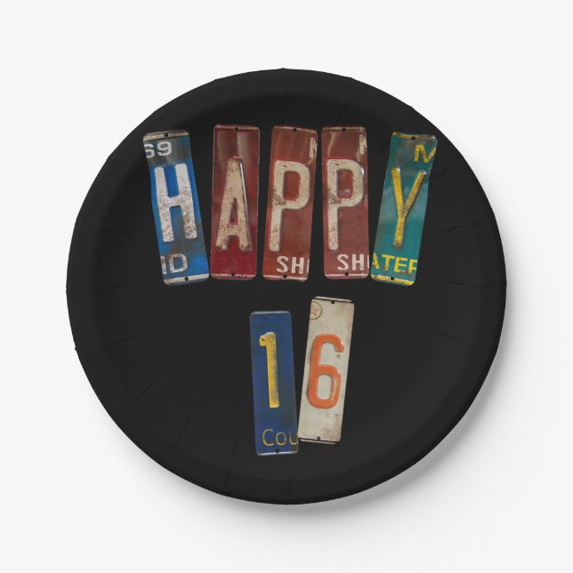 Teller zum 16. Geburtstag (Vorderseite)