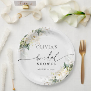 Teller zum Blumenpapier von White Roses Brautparty
