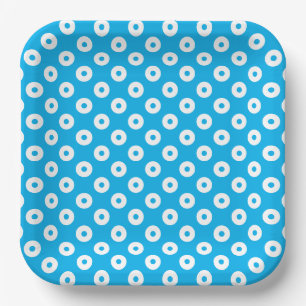 Teller zum einfachen blau-weißen Polka-Dots-Papier