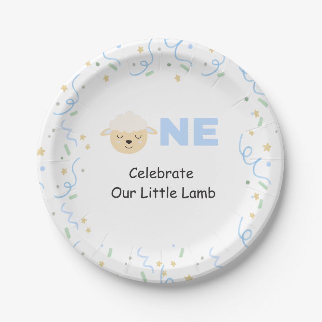 Teller zum ersten Geburtstag von Little Lamb (Vorderseite)