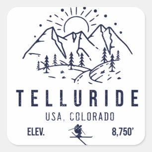 Telluride Colorado Berge Minimalist Vintage Quadratischer Aufkleber