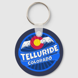 Telluride Colorado flag burst round keychain Schlüsselanhänger