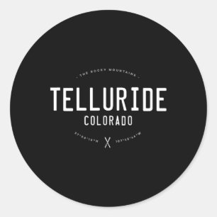 Telluride Colorado Graphic Distressed Vintag Ski Runder Aufkleber
