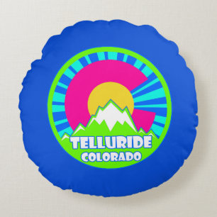 Telluride Colorado Neonberge Rundkissen Rundes Kissen