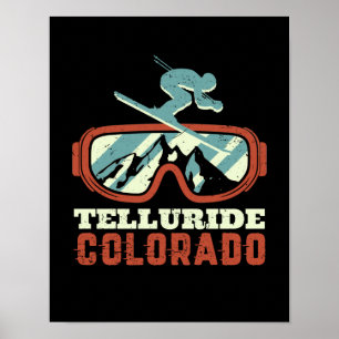 Telluride Colorado Retro Skifahren Snowboarden Poster