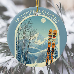 Telluride Colorado Rocky Mountains Ski Keramik Ornament