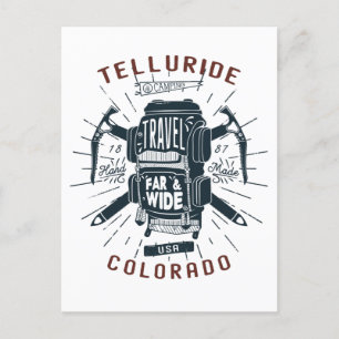 Telluride Colorado Rucksack-Ausrüstung Retro-Reise Postkarte
