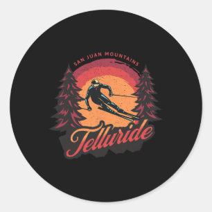 Telluride Colorado San Juan Berge Schnee Skifahren Runder Aufkleber