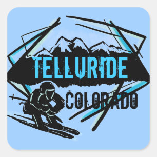 Telluride Colorado Skilangaufkleber Quadratischer Aufkleber