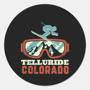 Telluride Colorado Vintage Retro Skifahren Und Sno Runder Aufkleber