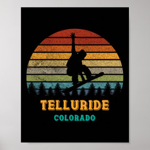 Telluride Colorado Vintage-Sonnenuntergang-Snowboa Poster