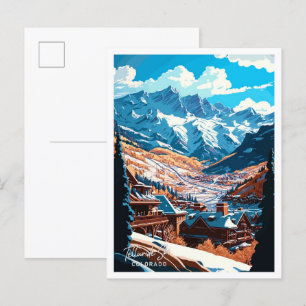 Telluride Ski Colorado Reise Vintage-Illustration Postkarte
