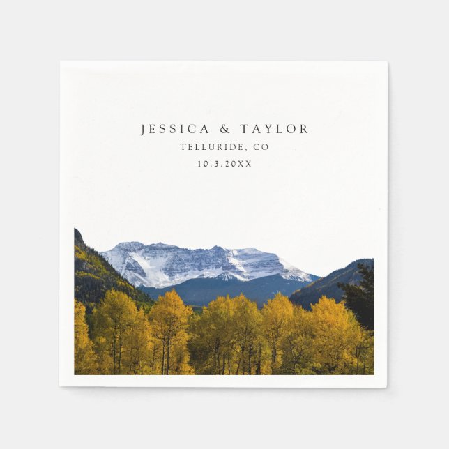 Telluride Wedding Custom Foto Cocktail Napkins Serviette (Vorderseite)