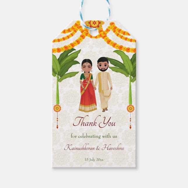 Telugu Tamil Hochzeitsmarigolds Bananenbaum Geschenkanhänger (Vorderseite)