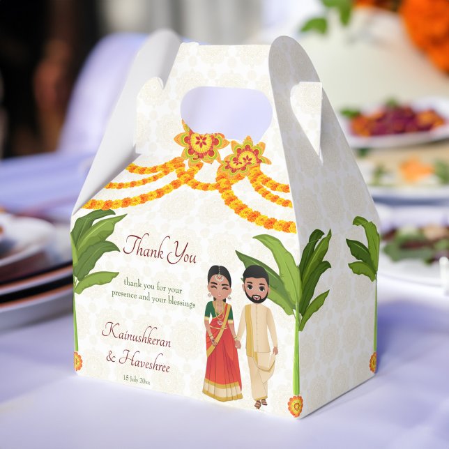 Telugu Tamil Hochzeitsmarigolds Bananenbaum Geschenkschachtel (Telugu Tamil wedding marigolds banana tree Favor Box)