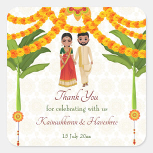 Telugu Tamil Hochzeitsmarigolds Bananenbaum Quadratischer Aufkleber