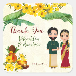 Telugu Tamil Süd-Indische Hochzeit Quadratischer Aufkleber