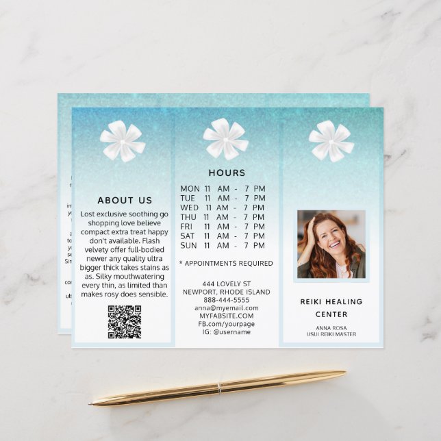 TEM 2Foto QR Trifold Broschüre Abstraktes Menü Pre (Vorderseite/Rückseite Beispiel)