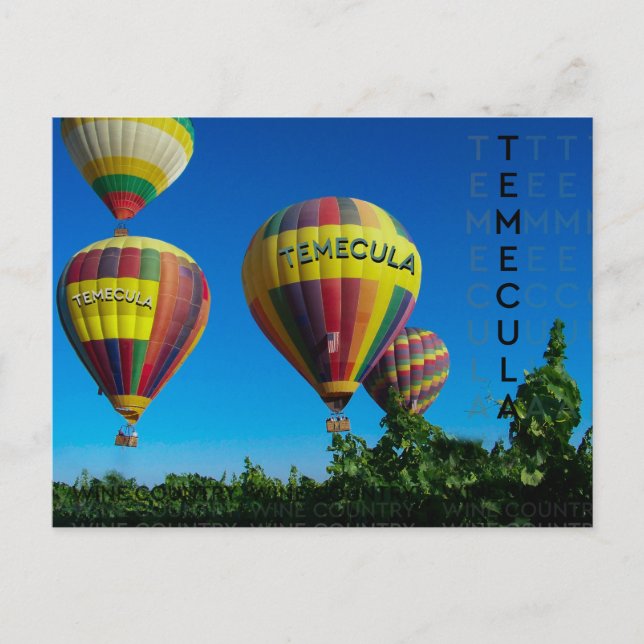 Temecula Wein Land Heißluftballon Postkarte (Vorderseite)