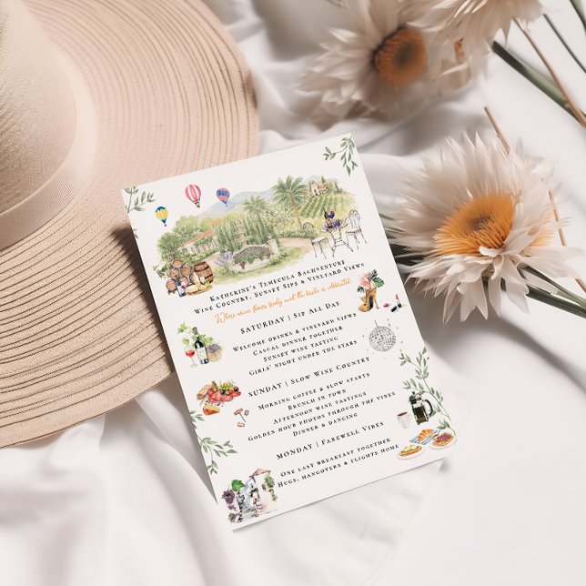 Temecula Wine Country Bachelorette Itinerary Einladung (Von Creator hochgeladen)